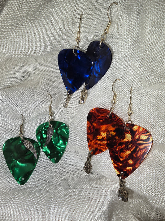 Guitar pick earrings