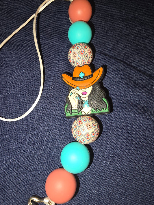 Cowgirl pacifier clip