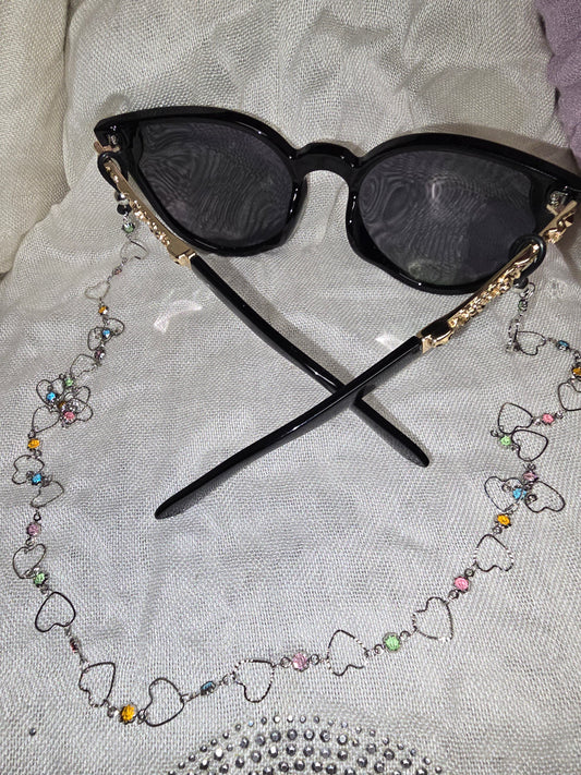Silver hearts glasses chain