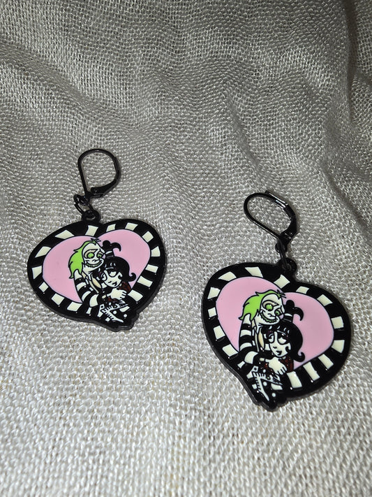 Cartoon Beetlejuice inspired earrings