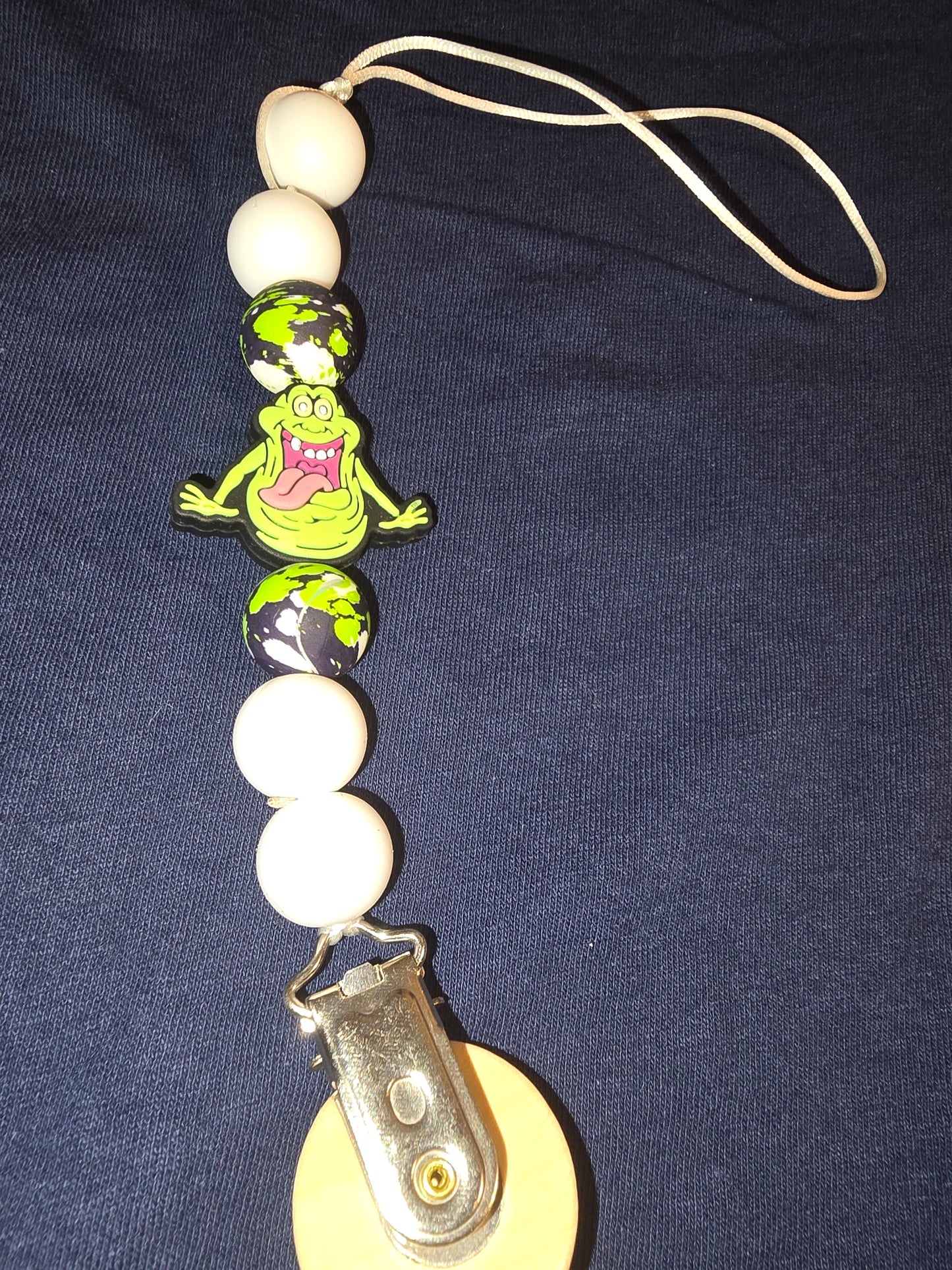 Slimer pacifier clip