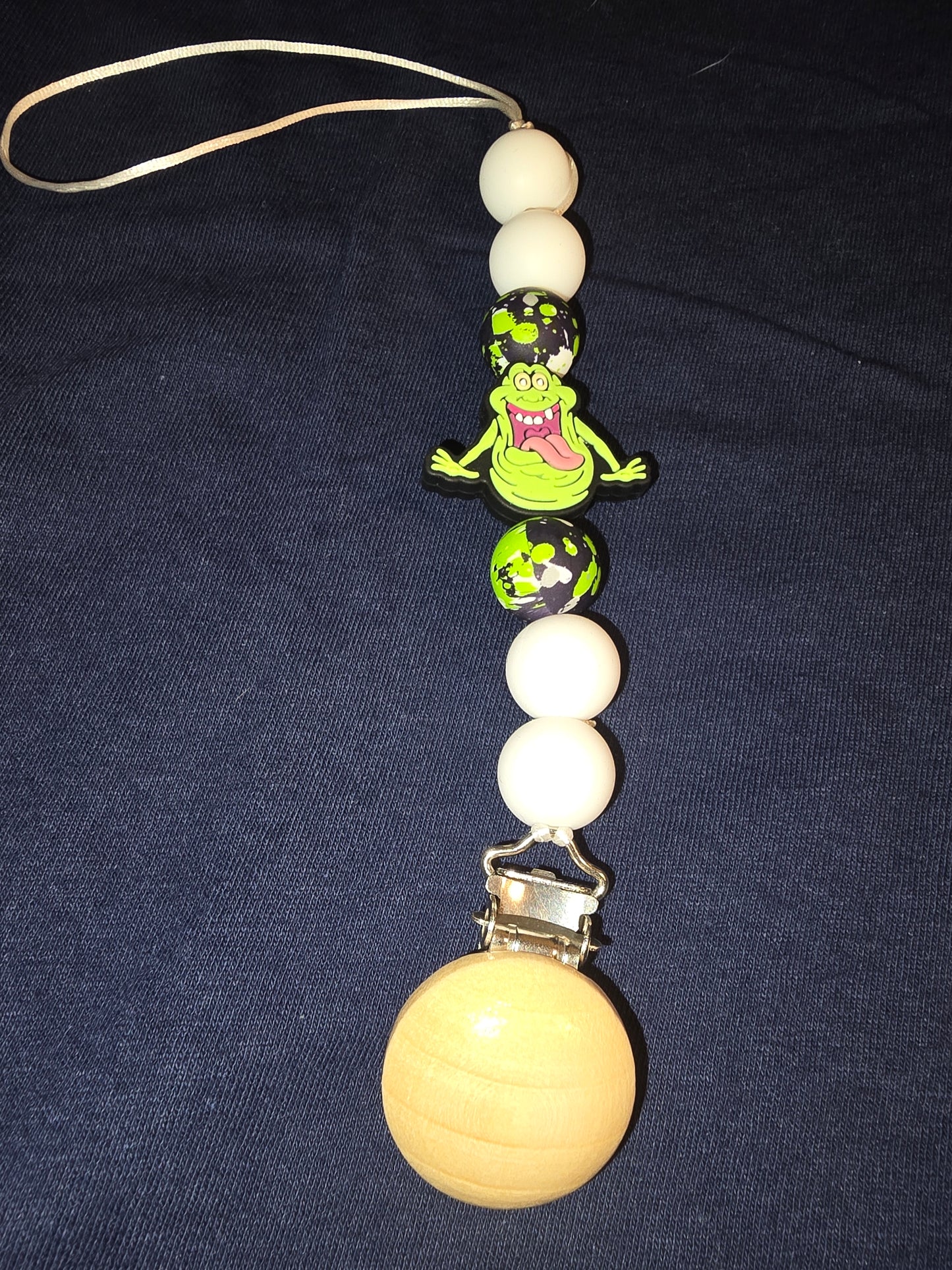 Slimer pacifier clip