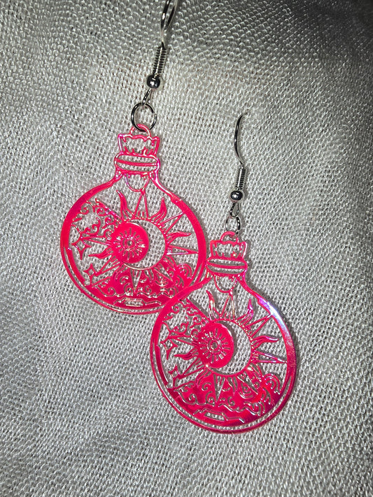 Sun potion bottle earrings