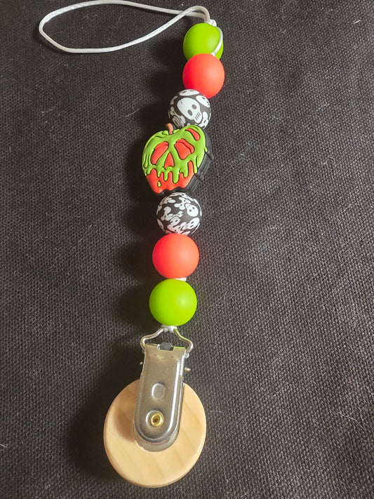 Poison apple pacifier clip