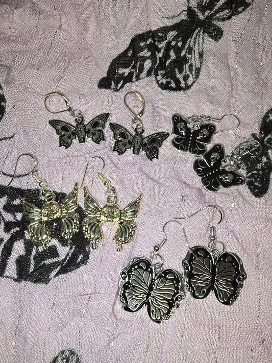 Butterfly skull earrings