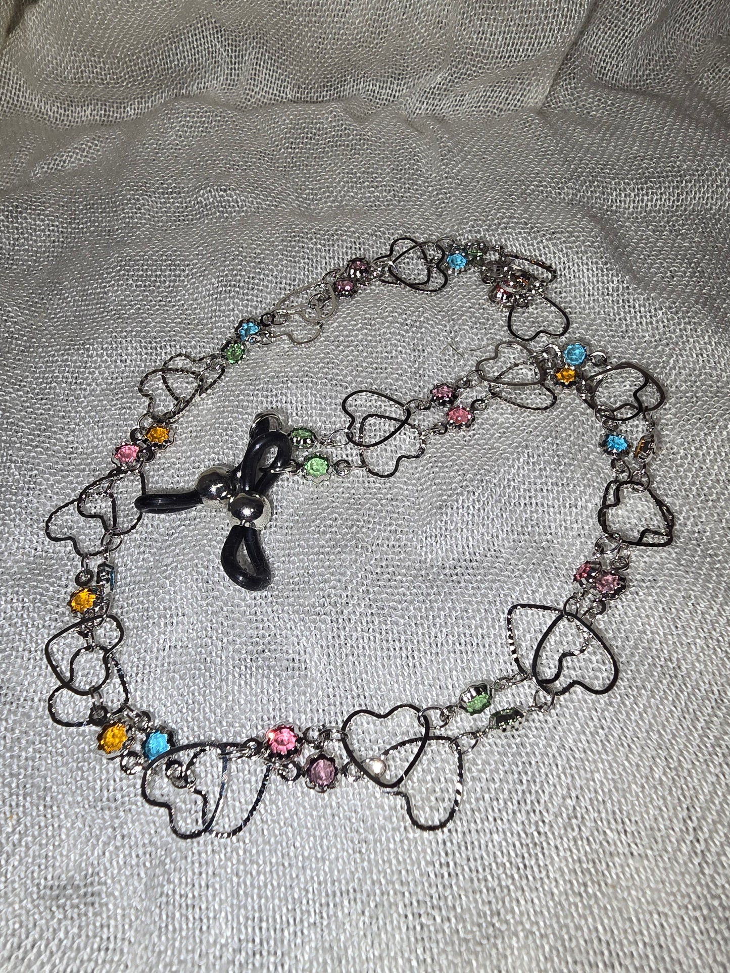 Silver hearts glasses chain