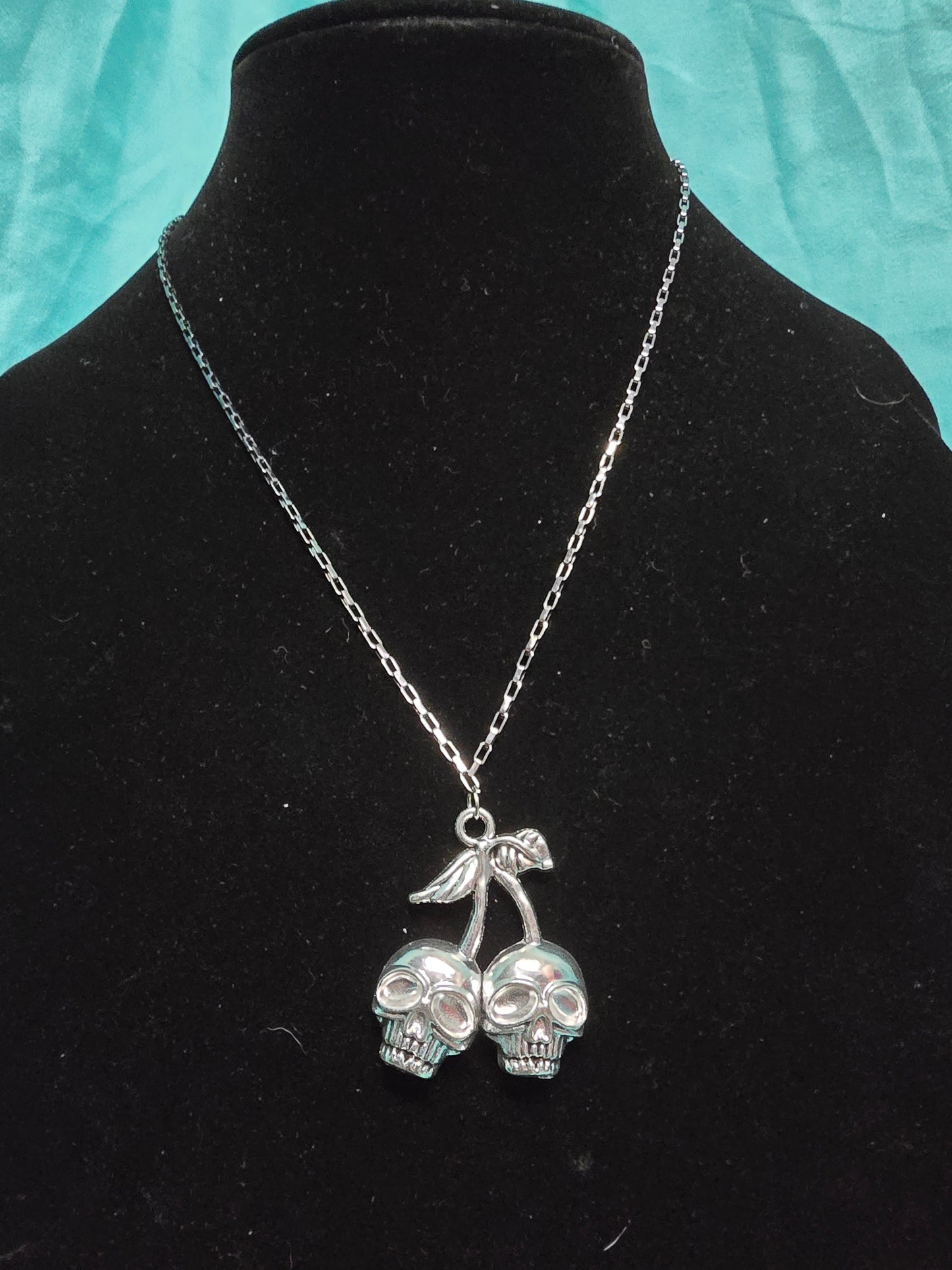 Cherry skull necklace