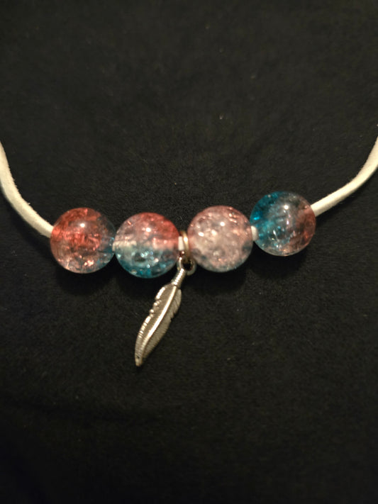 Crackle beads and feather
